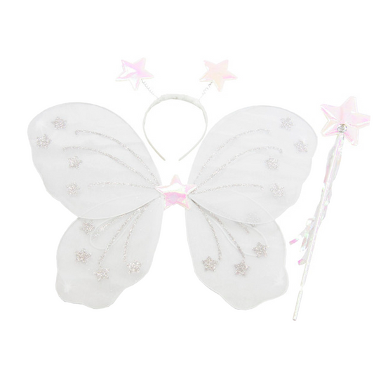 White Fairy 3 Piece Wing Costume Set